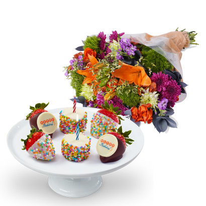 Birthday Berries and Bouquet Gift Set