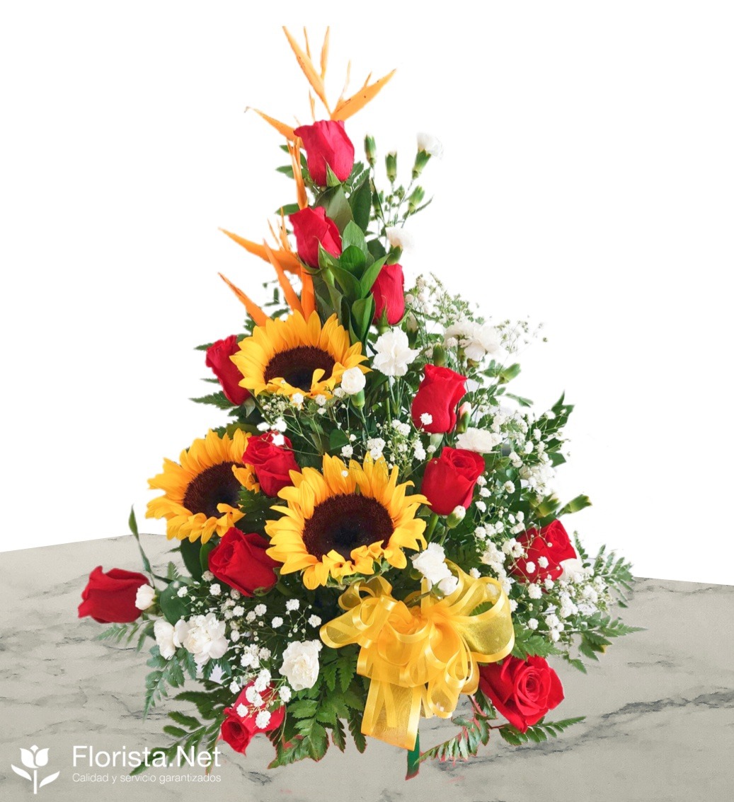 Amor con Rosas y Girasoles