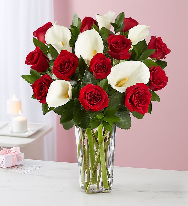 Stunning Red Rose and Calla Lily Bouquet