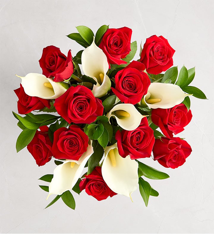 Stunning Red Rose and Calla Lily Bouquet
