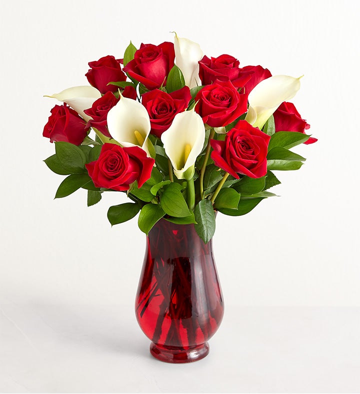 Stunning Red Rose and Calla Lily Bouquet